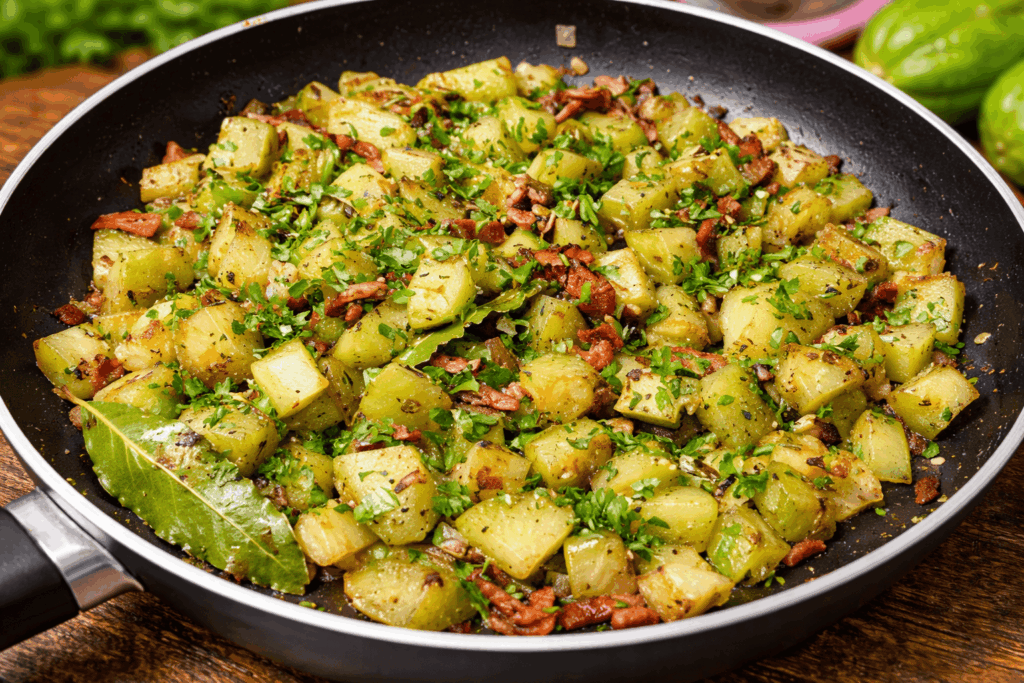 chayotte sautée à l'ail et au citron