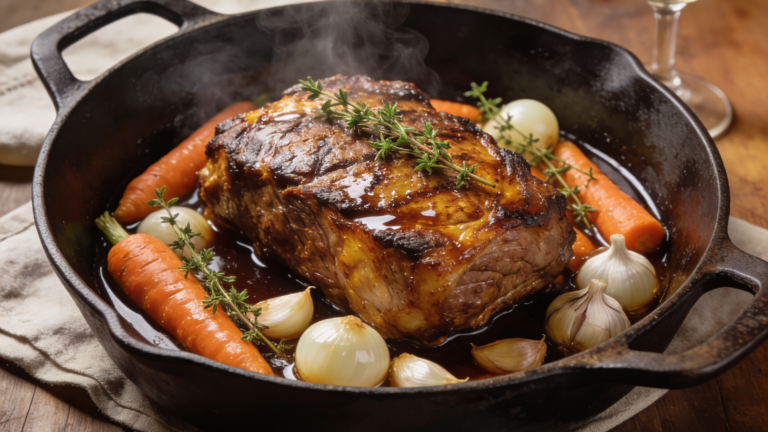 rôti de veau en cocotte avec des legumes carottes